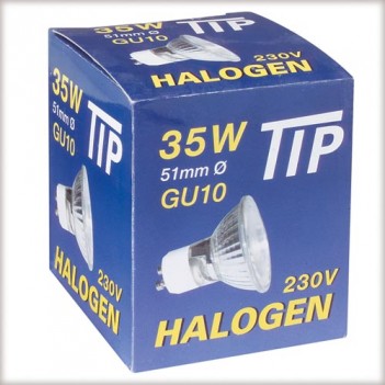 83636 Лампа галогенная 230V 35W GU10 35°flood Tip (D-51mm, H-52mm) (1500h) хром