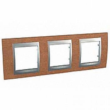 U66.006.0M2 Рамка 3 поста горизонтальная вишня/алюминий  UNICA(Испания)